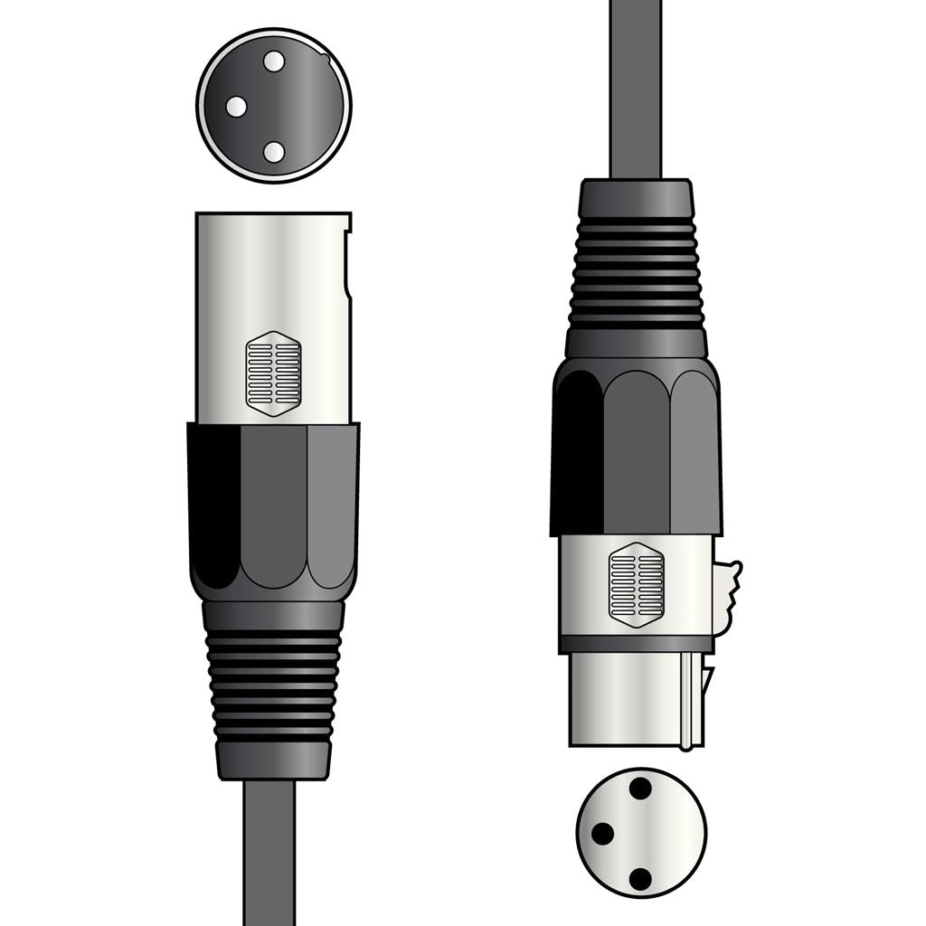 Professional DMX Lighting Leads - lead, 3-pin XLR plug to 3-pin XLR socket - 6.0m