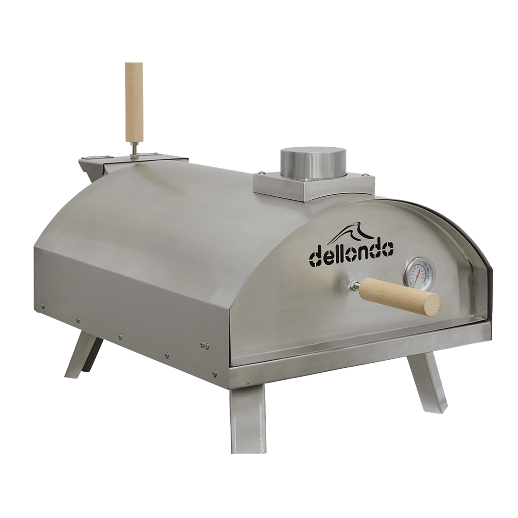 Dellonda 14" Portable Wood-Fired Pizza & Smoking Oven - Stainless Steel