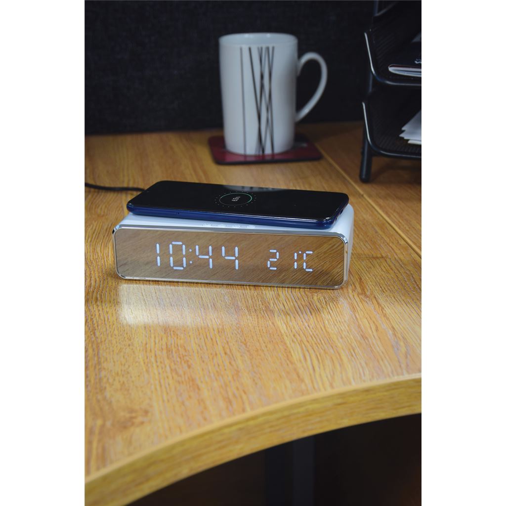 Recharge: Wireless Fast Charging Digital Alarm Clock - White