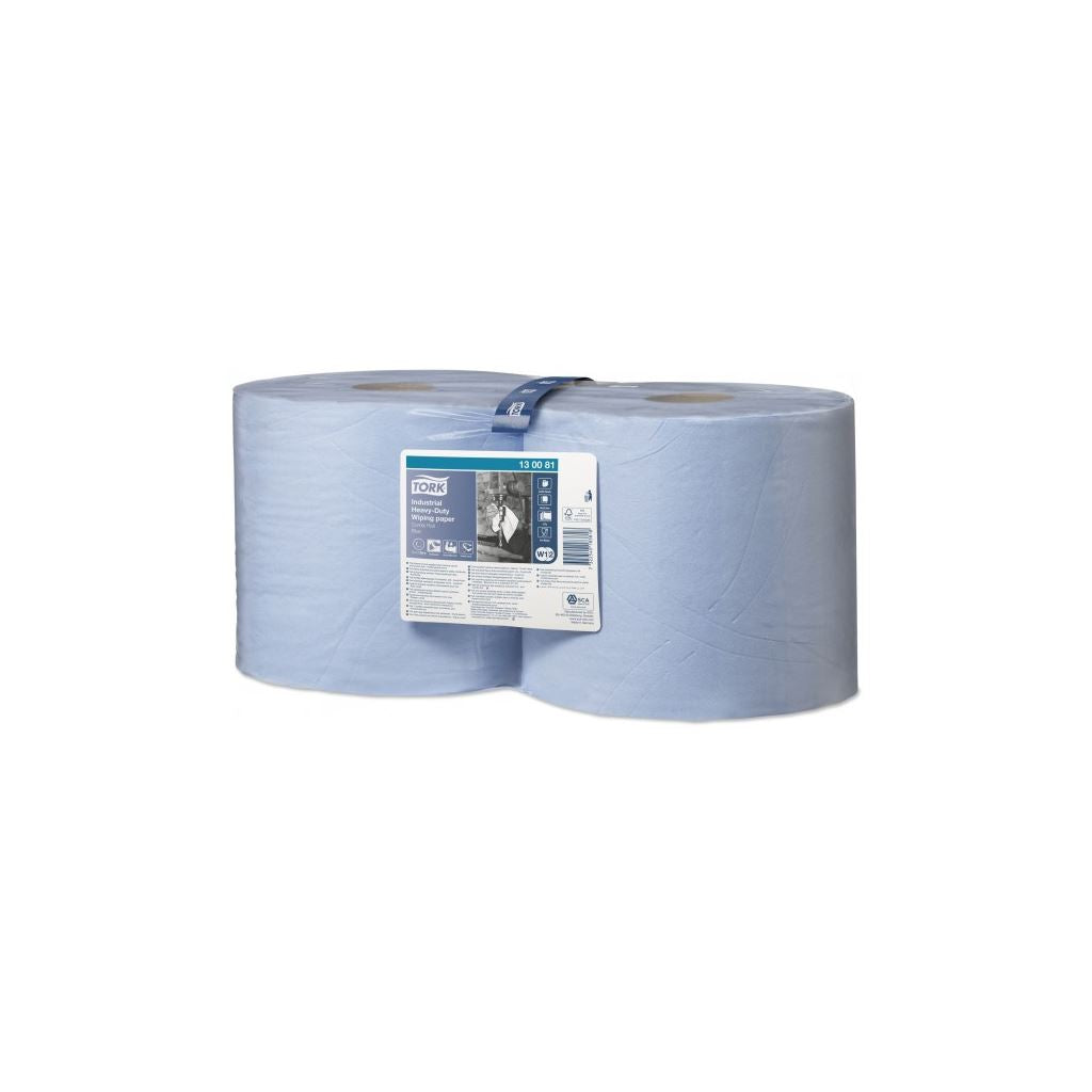 3 Ply Premium Industrial Heavy Duty Wiping Paper - Blue - 2 x 119m Combi Rolls