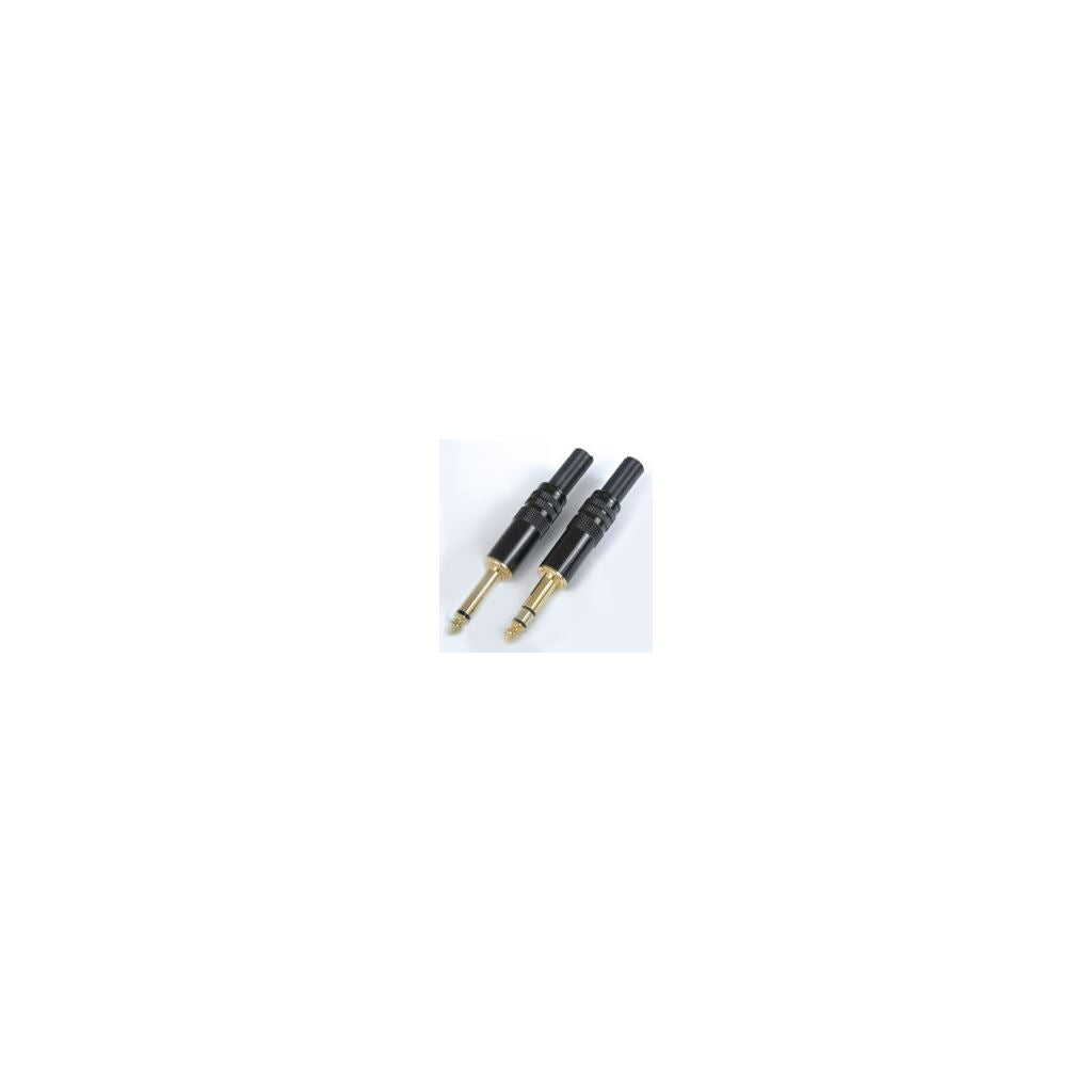 Gold plated 6.3mm jack plug, black body- mono