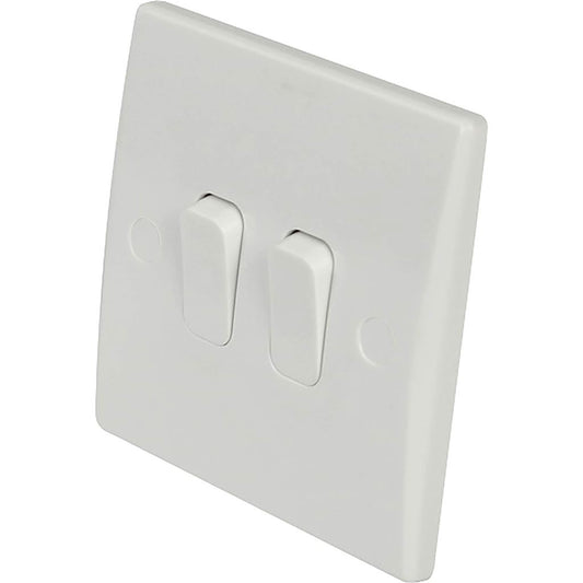 2 way 2 Gang Light Switch Curved Edge 10A