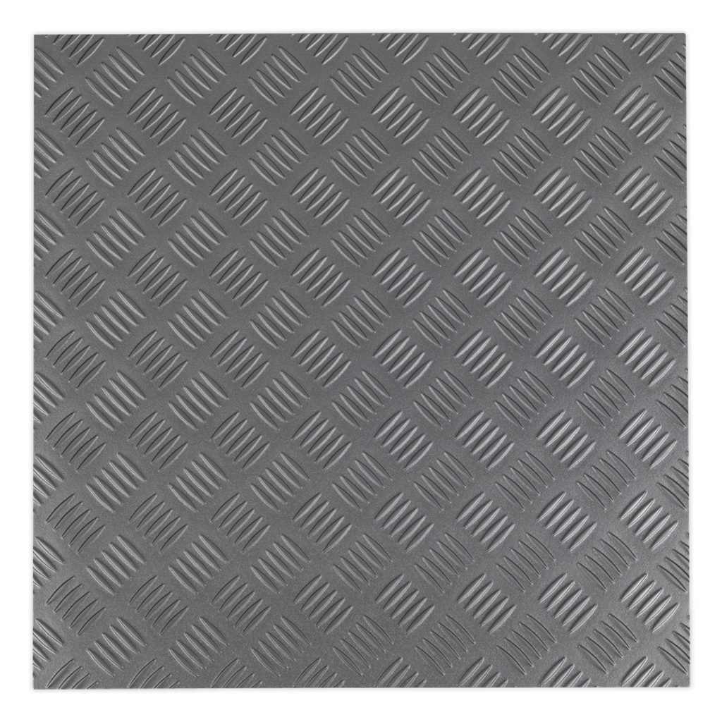 Vinyl Floor Tile with Peel & Stick Backing Silver Treadplate - Pack of 16