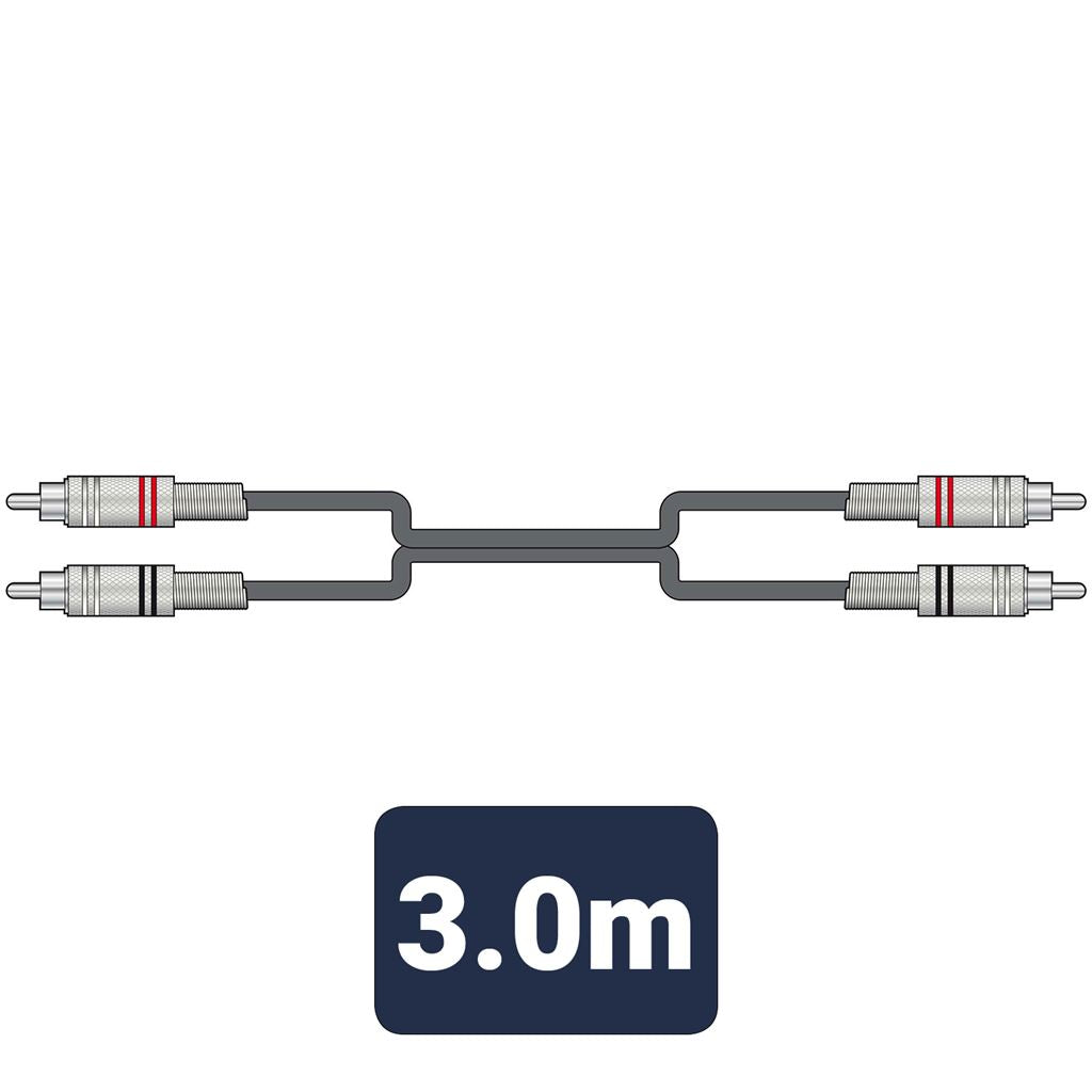 Classic Audio Leads 2 x RCA Plugs - 2 x RCA Plugs - 3.0m - 2R-2R300
