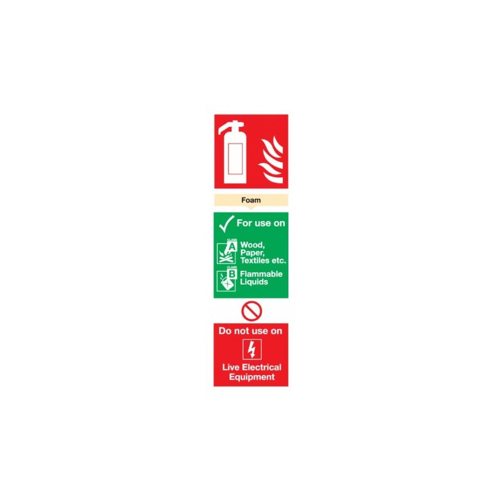 Foam Fire Extinguisher Sign - Rigid Polypropylene - 300mm x 100mm