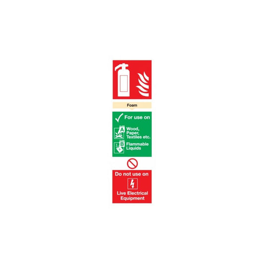 Foam Fire Extinguisher Sign - Rigid Polypropylene - 300mm x 100mm