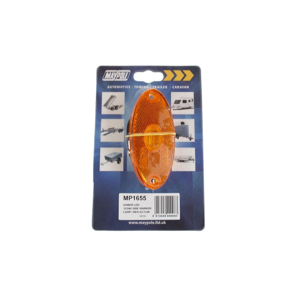 12/24V Slim Line Oval LED Side Amber Marker & Reflector