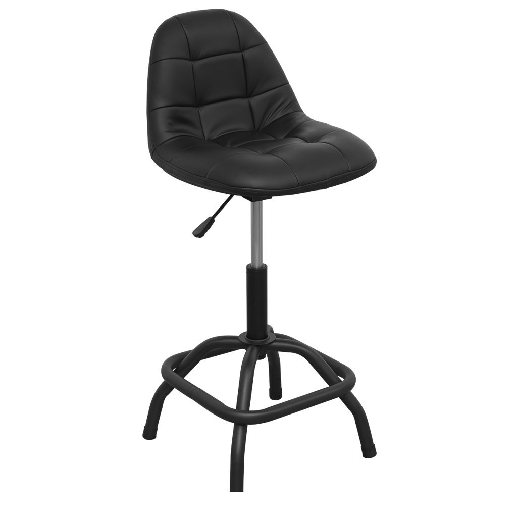 Workshop Stool Pneumatic with Adjustable Height Swivel Seat & Back Rest