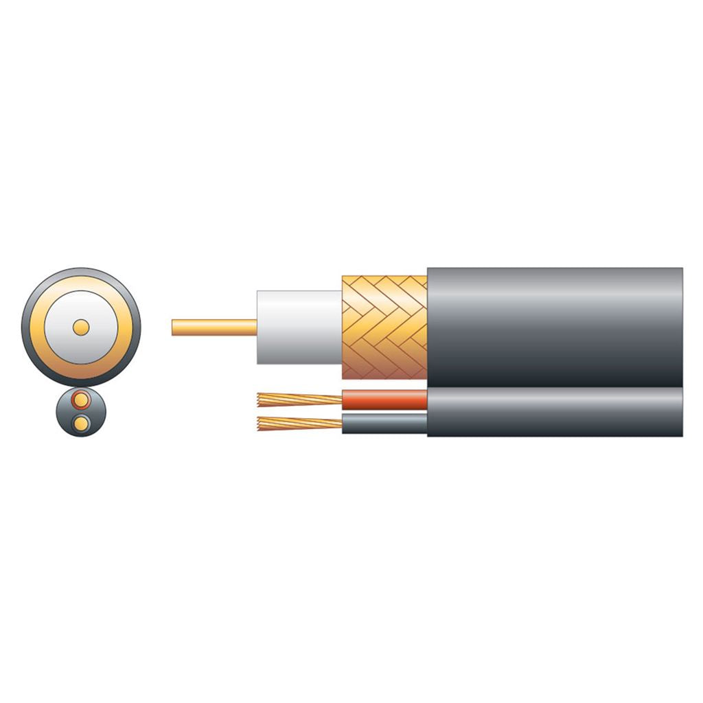 RG59B/U 75 Ohms Shotgun Coaxial Cable - CCA Braid - Foamed PE Shortgun with 100m Black