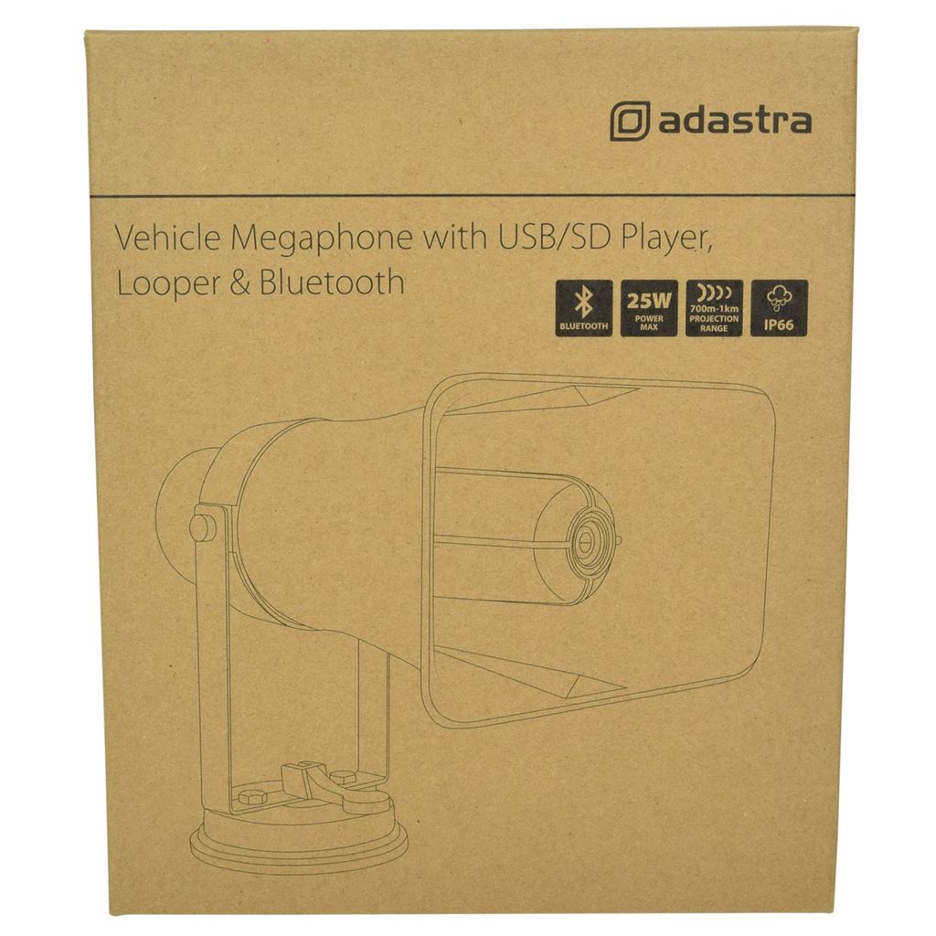 Vehicle Megaphone with USB/SD Player, Looper & B/T (25W max) - Car USB/SD+Loop+BT - VM25BT