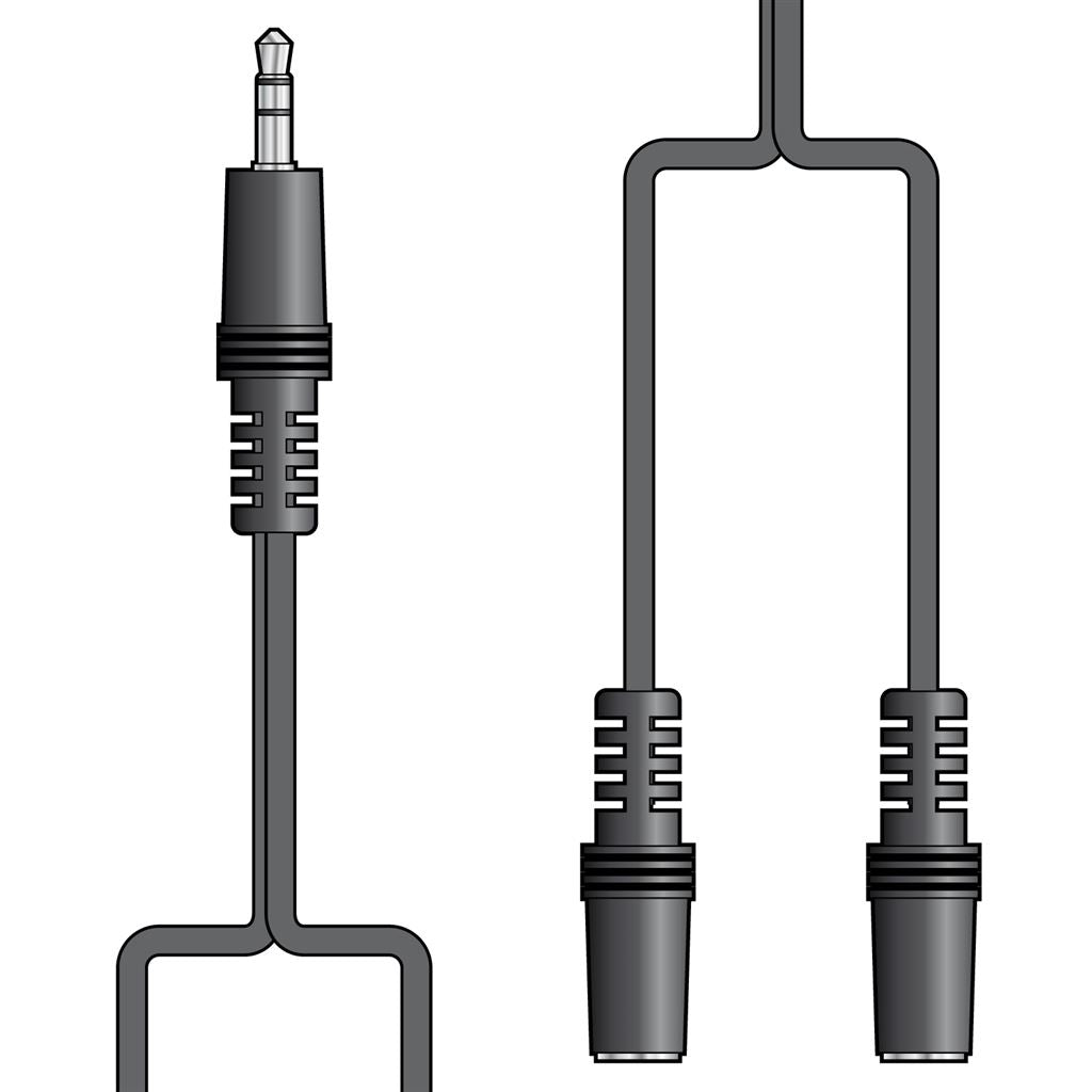 3.5mm Stereo Plug to 2 x 3.5mm Stereo Sockets Splitter Leads - 1.2m