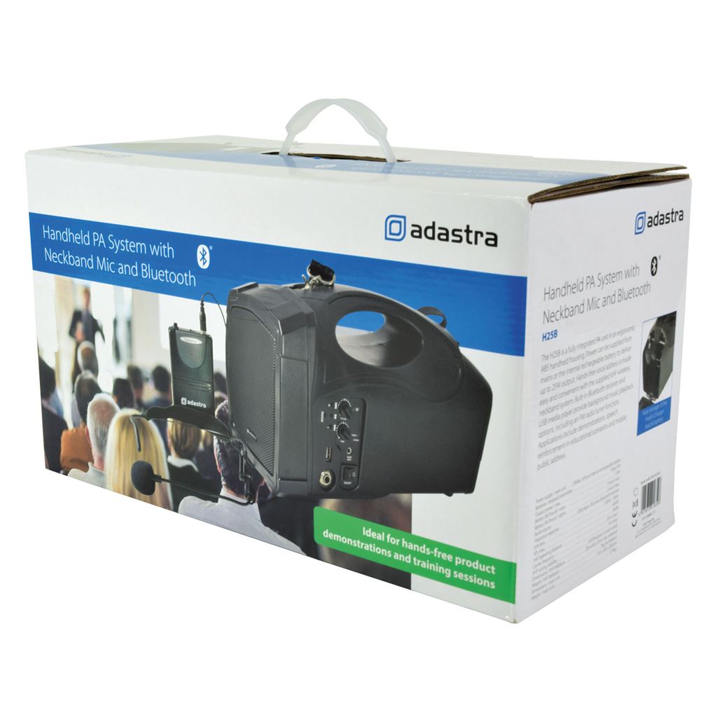 Handheld PA System with Neckband Mic and Bluetooth - H25B Mic, USB, FM &