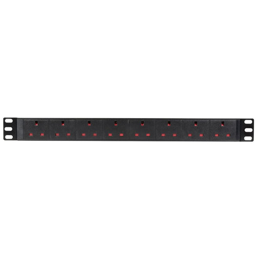 19" Rackmount Power Distribution Units - 1U 8-Gang UK + 1.8m Lead - 1U-PDU-8UK