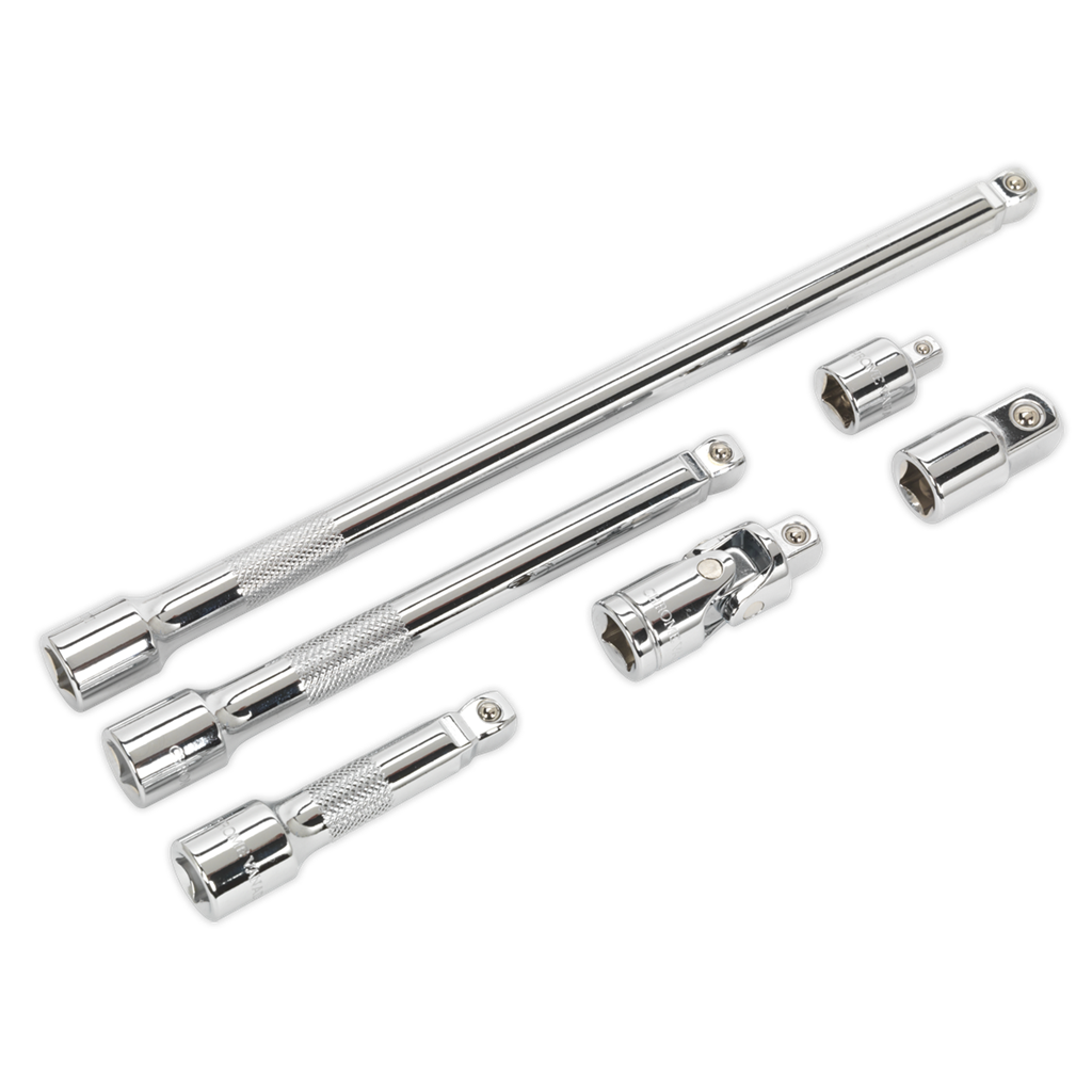 Wobble/Rigid Extension Bar, Adaptor & Universal Joint Set 6pc 3/8"Sq Drive