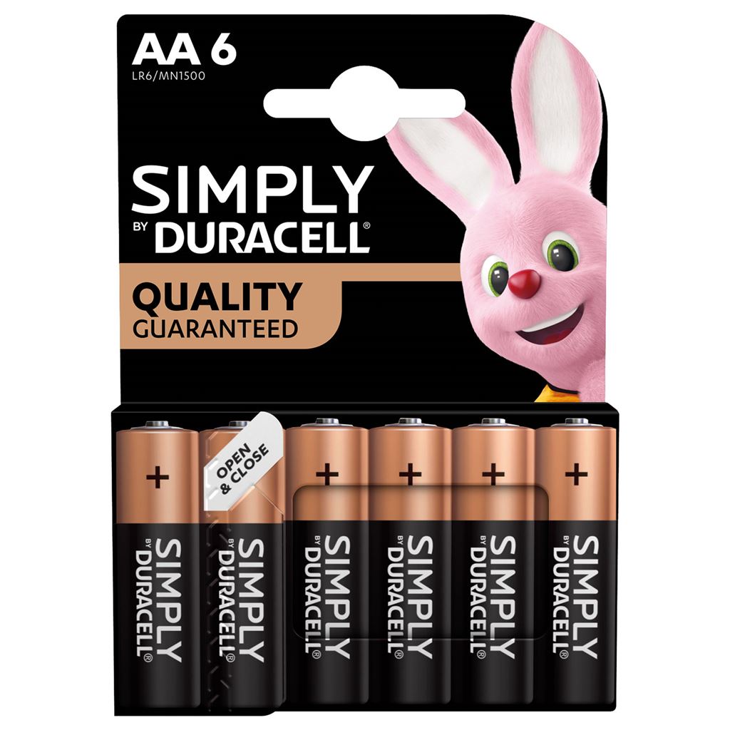 Simply Duracell Alkaline Batteries - AA 6 Pack