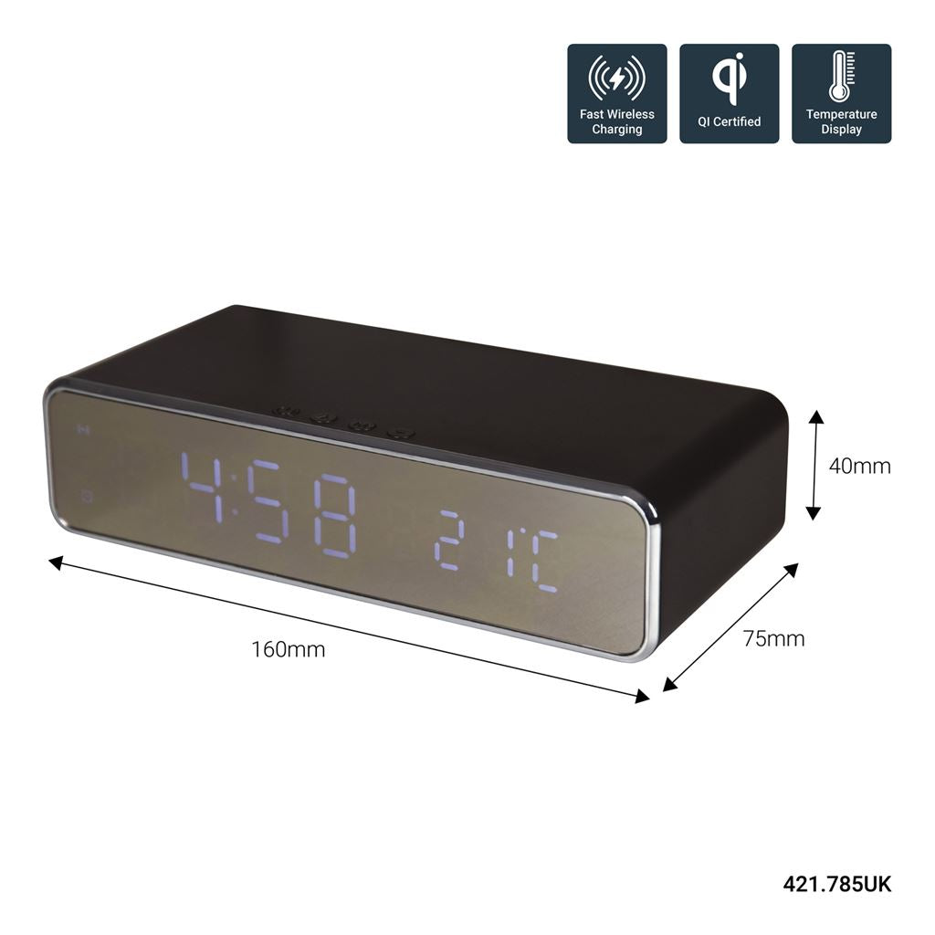 Recharge: Wireless Fast Charging Digital Alarm Clock - Black