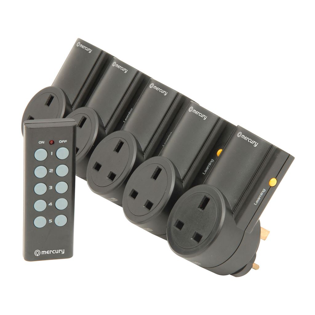 Wireless Remote Control Mains Sockets - Set of 5 - RC5 RF controlled