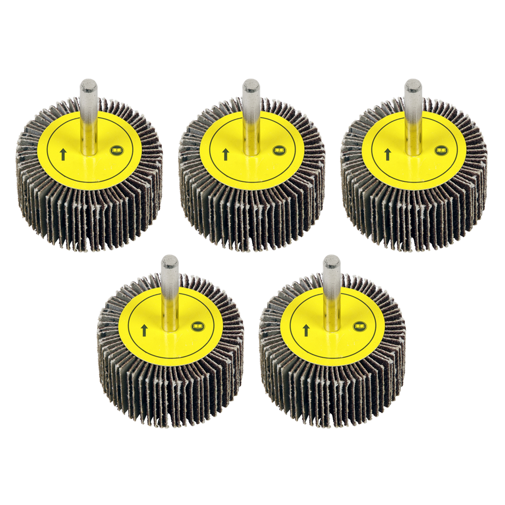 Flap Wheel &#216;50 x 25mm 60Grit &#216;6mm Shaft - Pack of 5