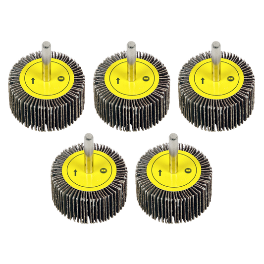 Flap Wheel &#216;50 x 25mm 60Grit &#216;6mm Shaft - Pack of 5