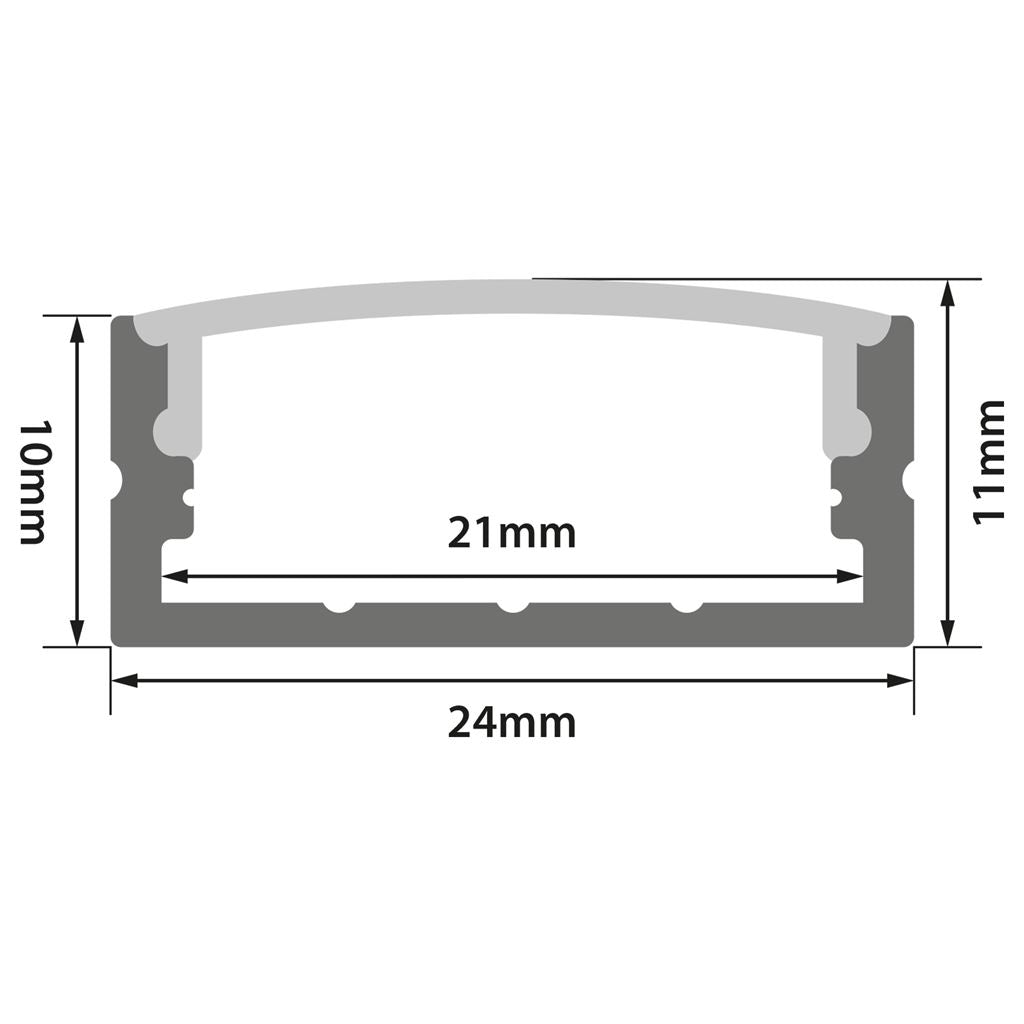 Aluminium LED Tape Profile - Wide Crown - 2m Frosted - AL2-C2310