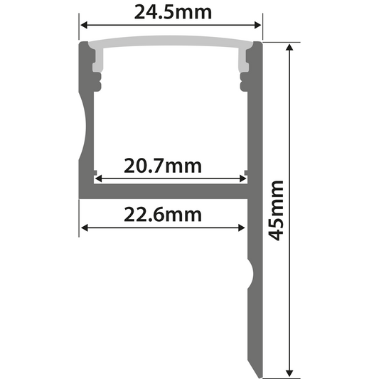 Aluminium LED Tape Profile - Uplight H Section - 1m - AL1-H2545