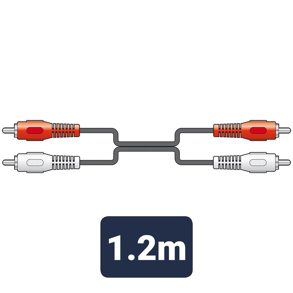 2 x RCA Plugs to 2 x RCA Plugs Leads - 1.2m