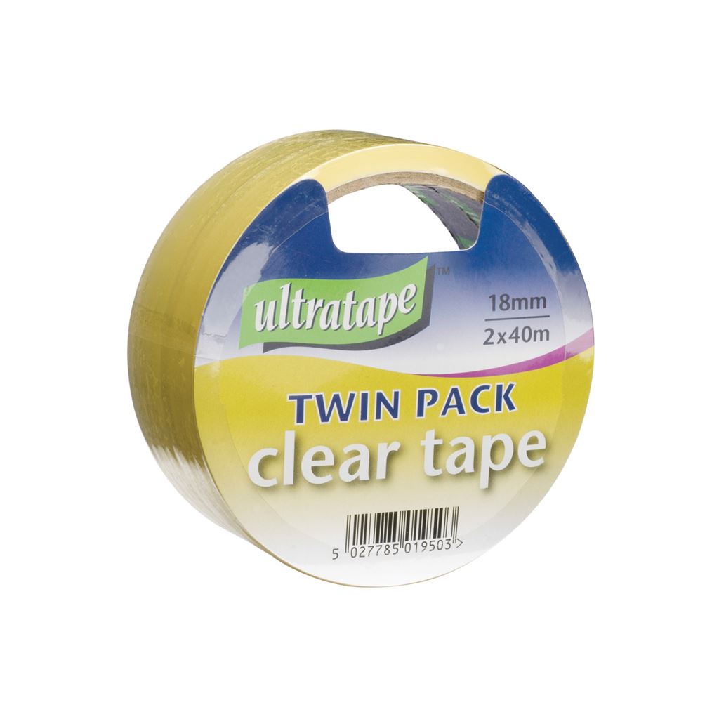 Ultratape Clear Tape - 18mm x 40m Twin Pk - CT1840X2