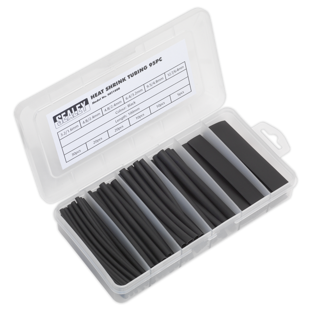 Heat Shrink Tubing Assortment 95pc 100mm Black