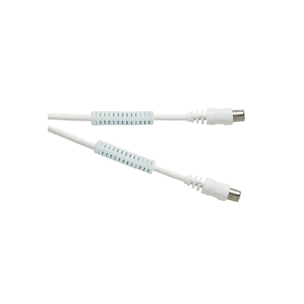 Standard Digital Coaxial Plug to Coaxial Socket TV and Video Lead with Ferrite Rings White