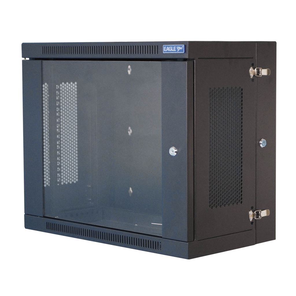 Eagle Wall Mounting Rack Cabinet With Hinged Back and Glass Locking Door