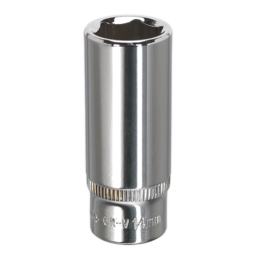 WallDrive&#174; Socket 14mm Deep 1/4"Sq Drive Fully Polished