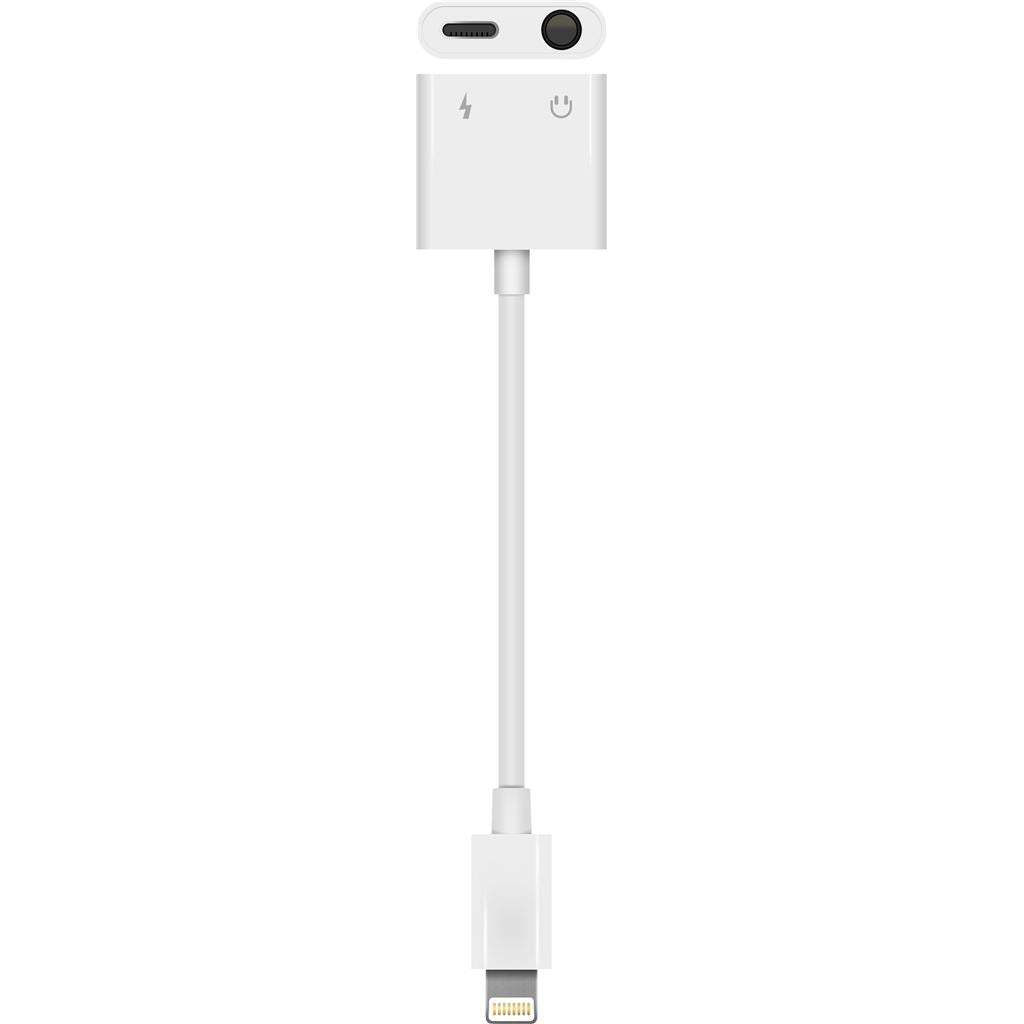 Electrovision Lightning Plug to 3.5mm Stereo Jack Socket and 20W Fast Charging Lightning Socket with Calling Capability Adaptor 50mm Lead
