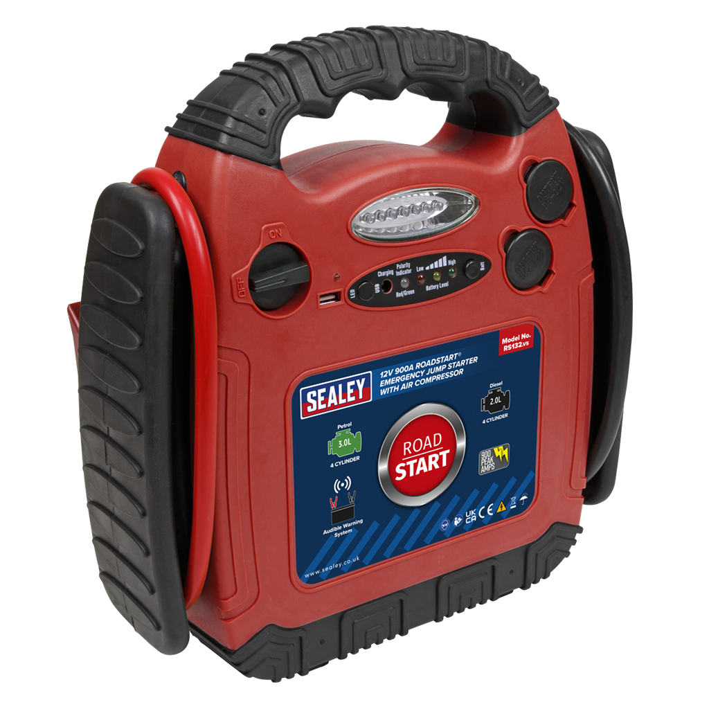 RoadStart&#174; Emergency Jump Starter with Air Compressor 12V 900 Peak Amps