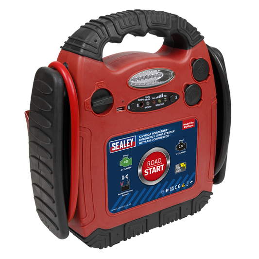 RoadStart&#174; Emergency Jump Starter with Air Compressor 12V 900 Peak Amps