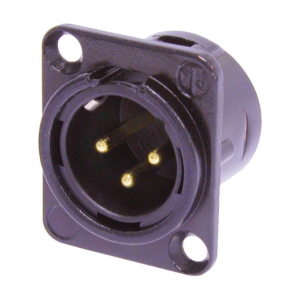 Neutrik NC3MD-L-B-1 Male 3 Pin XLR Chassis Socket With Gold Plated Contacts