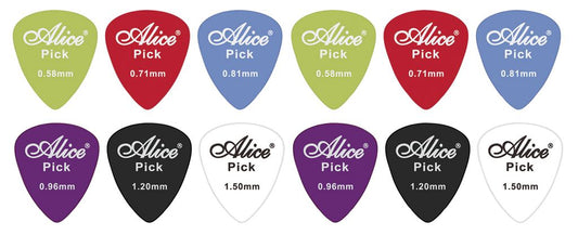 12 Assorted Matte Colour ABS Guitar Picks