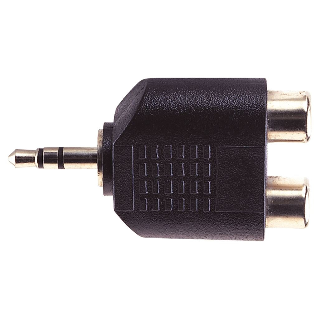 3.5 mm Stereo Plug to 2x RCA Phono Sockets Adaptor