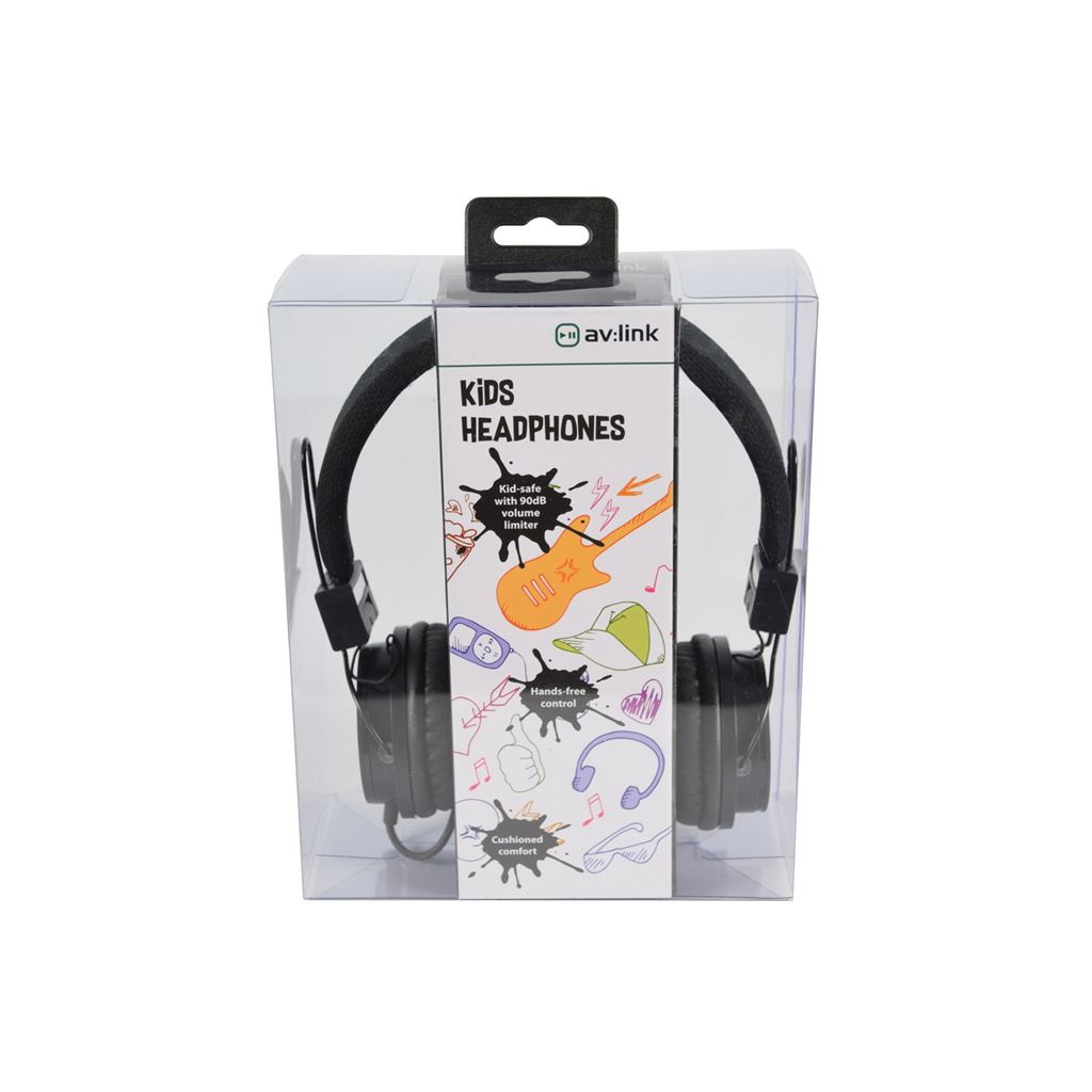 Children&#39;s Headphones with in-line Microphone - Kids Black - CH850-BLK