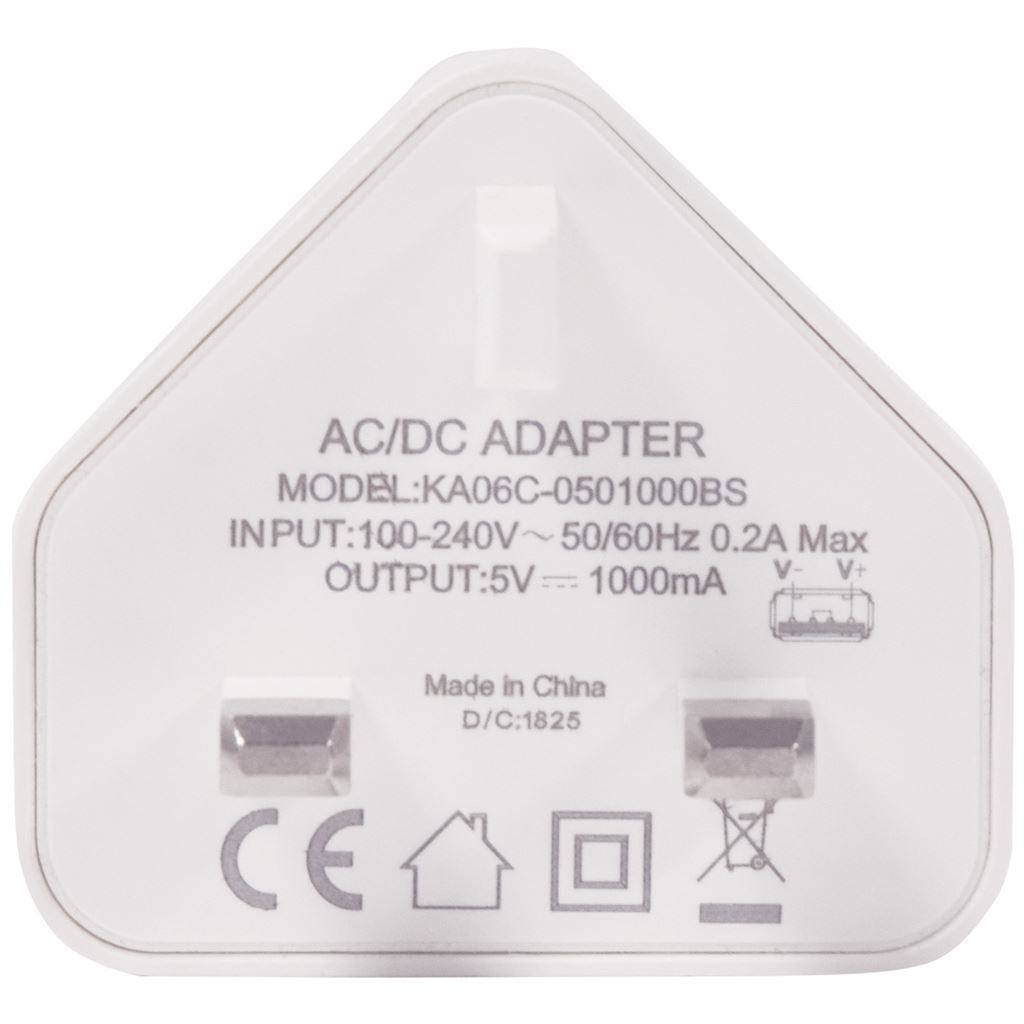 Compact USB Mains Charger 1.0A