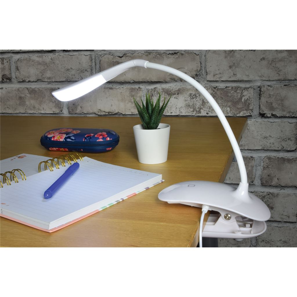 LED USB Clip On Desk Lamp - 14 - Wht - CLIP-LAMP-W