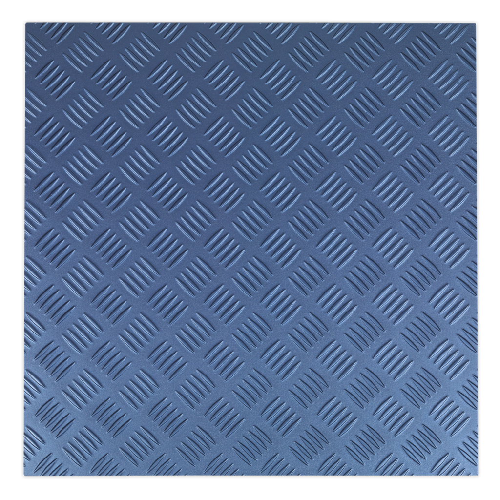 Vinyl Floor Tile with Peel & Stick Backing - Blue Treadplate Pack of 16