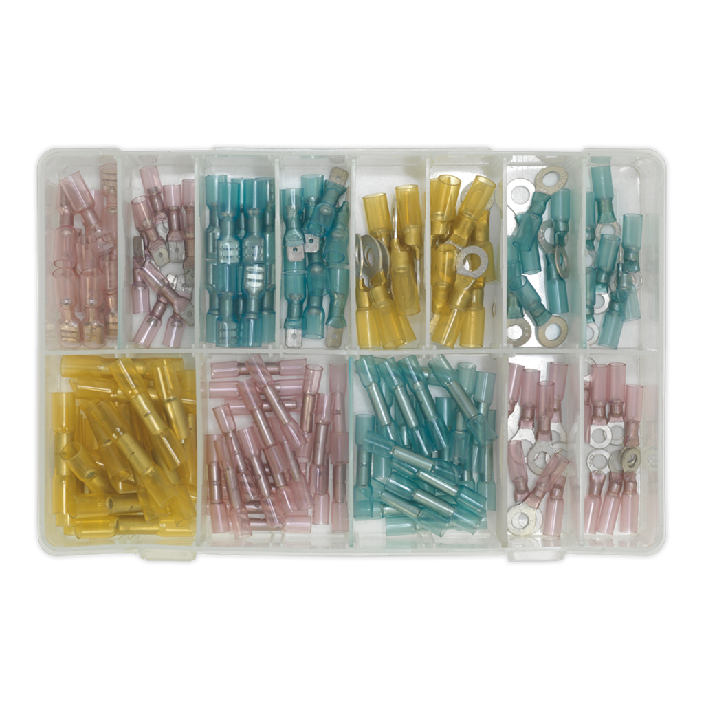 Adhesive Lined Heat Shrink Terminal Assortment 142pc - Blue, Red & Yellow