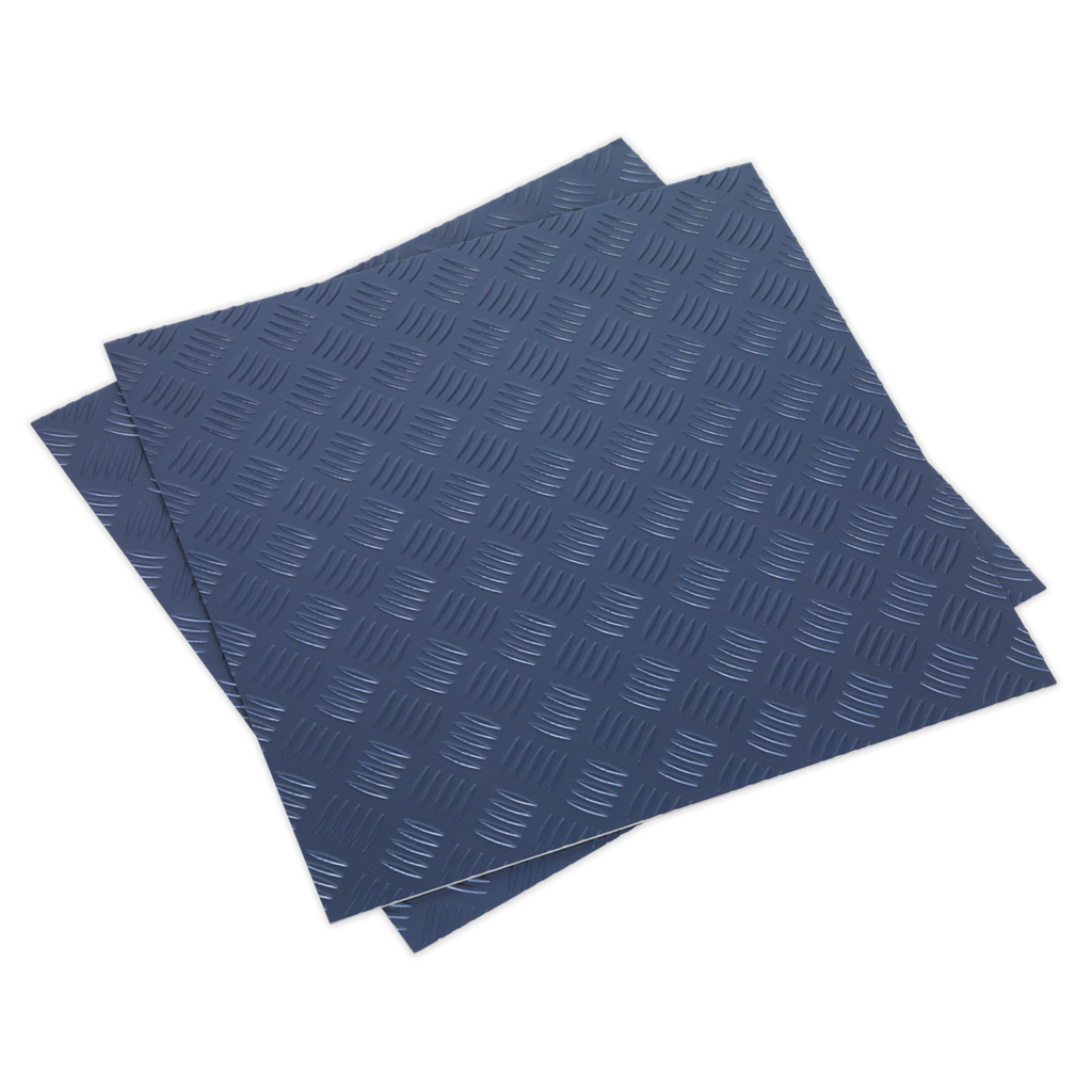 Vinyl Floor Tile with Peel & Stick Backing - Blue Treadplate Pack of 16