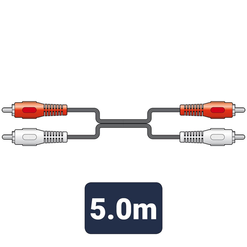 2 x RCA Plugs to 2 x RCA Plugs Leads - 5.0m