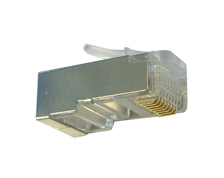 Silver Grey 8 Pin RJ45 Shielded Modular Plug. Bulk