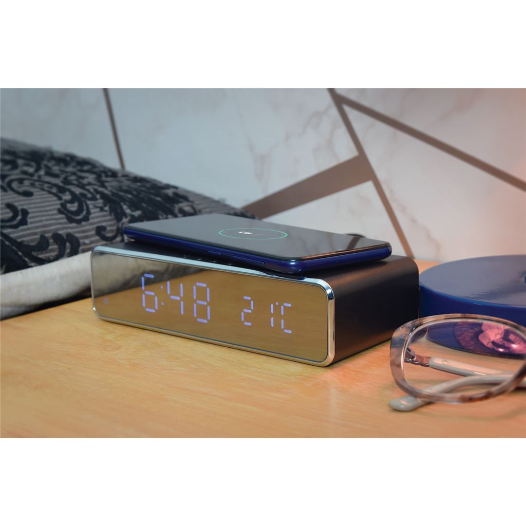 Recharge: Wireless Fast Charging Digital Alarm Clock - Black