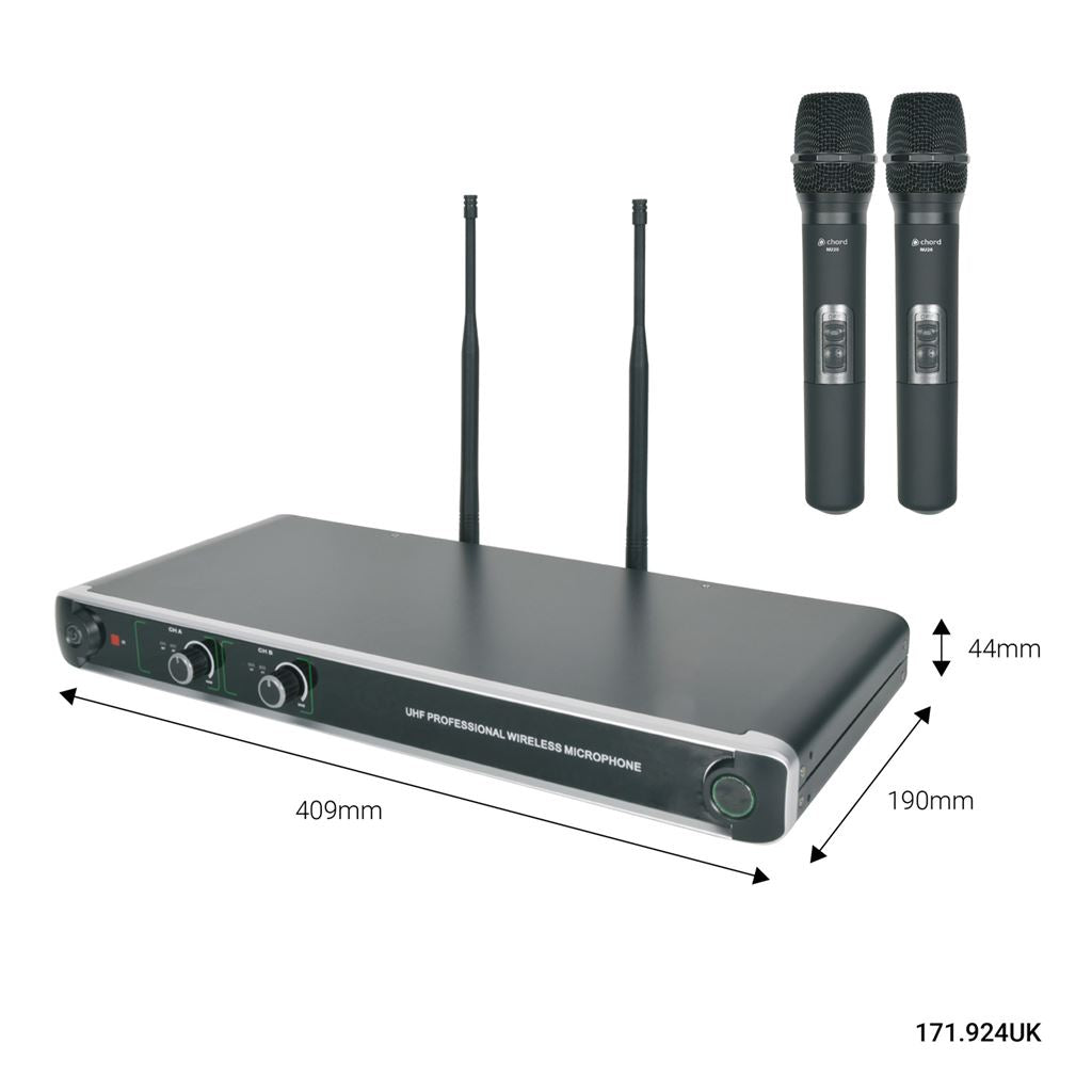 NU20 Dual UHF Wireless Microphone Systems - Handheld - NU20-H