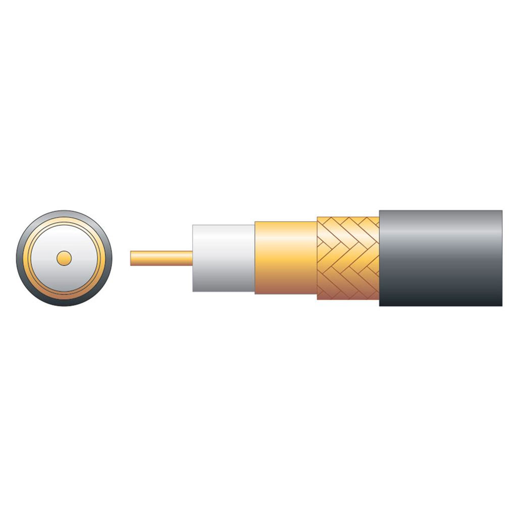 100U 75 Ohms Foam Filled Coaxial Cable - CCA Braid - Foamed PE with 100m Black