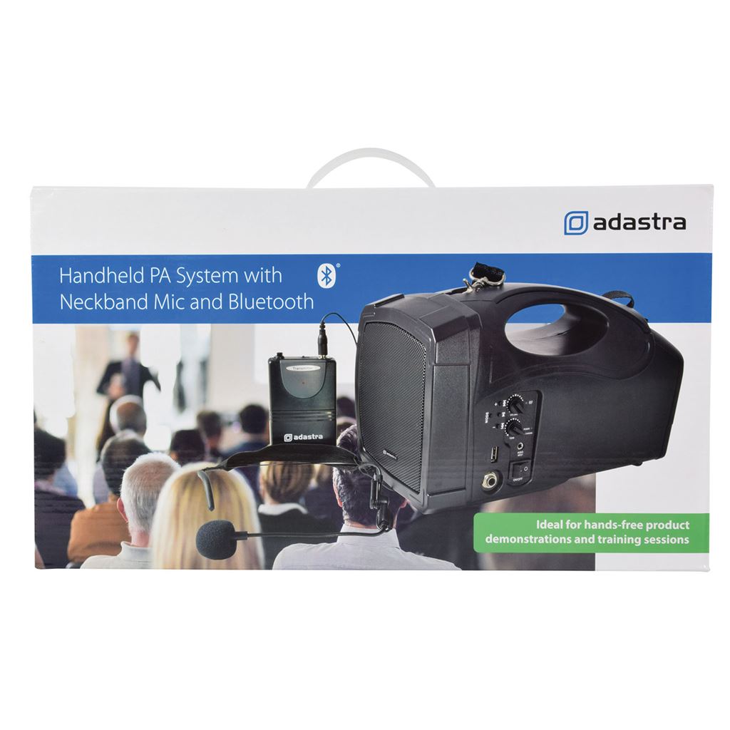 Handheld PA System with Neckband Mic and Bluetooth - H25B Mic, USB, FM &