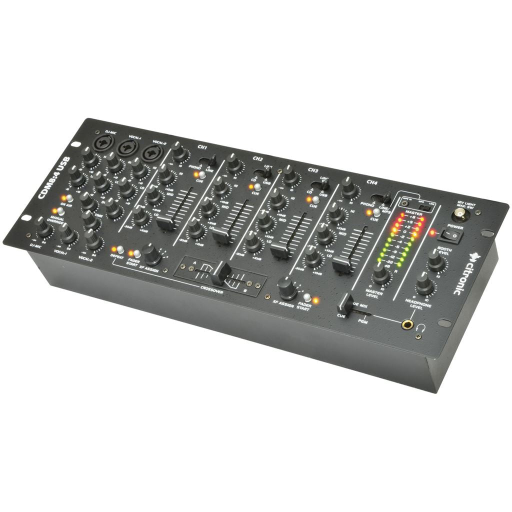 4 Channel 19" DJ Mixer - CDM8:4 USB 14 - INPUT RACK